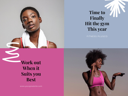 Designvorlage Gym promotion with Sportive Women für Poster 18x24in Horizontal
