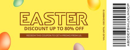 Easter Discount Offer with Traditional Dyed Eggs on Yellow Coupon Design Template