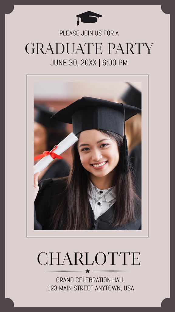 Asian Girl's Graduation Party Instagram Story Design Template