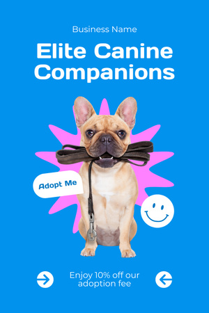 Template di design Annuncio di cani d'élite da adottare su Blue Pinterest