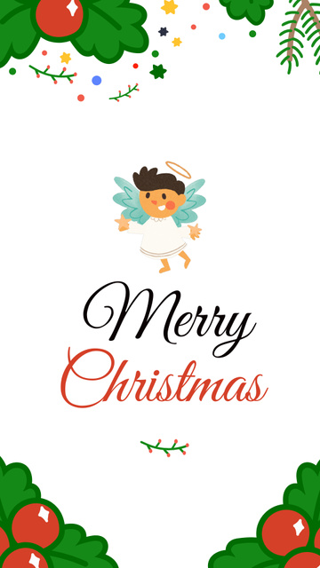 Cutest Christmas Wishes with Adorable Flying Angel Instagram Video Story Design Template