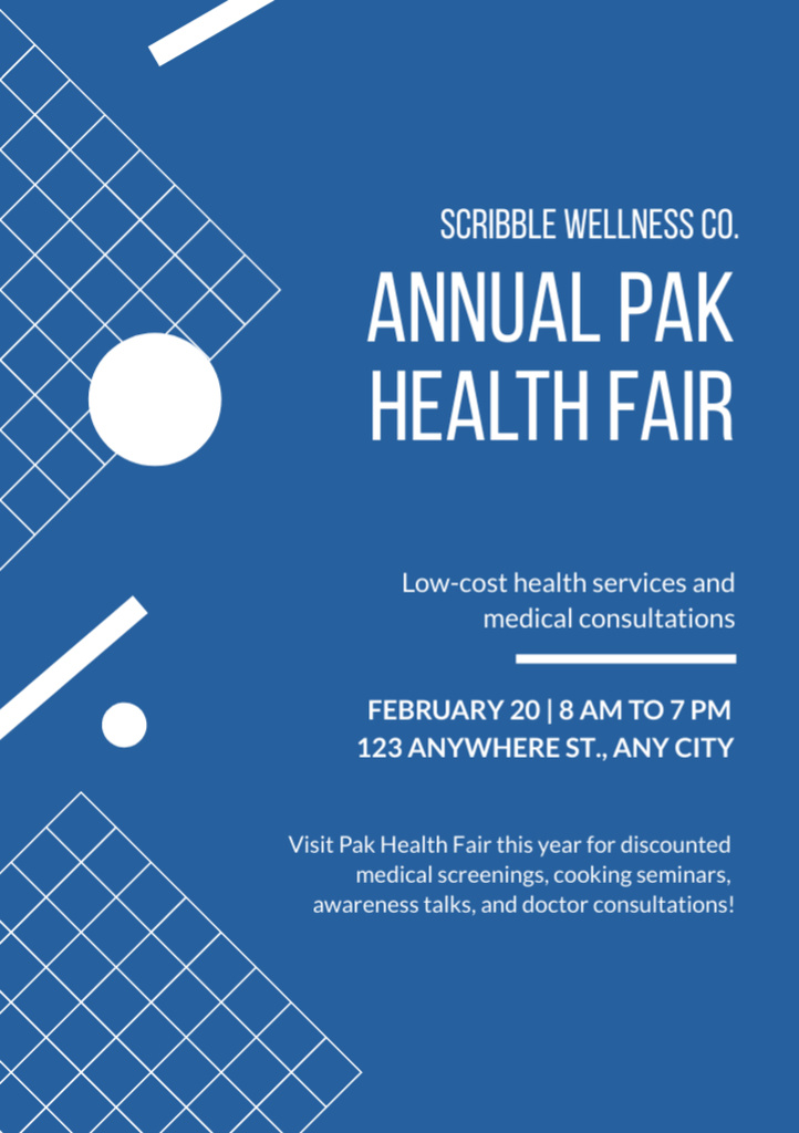 Annual Health and Wellness Fair Announcement Flyer A7デザインテンプレート