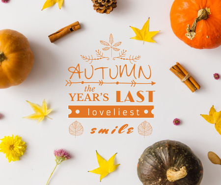 Designvorlage Herbstkürbisse und Blätter für Facebook