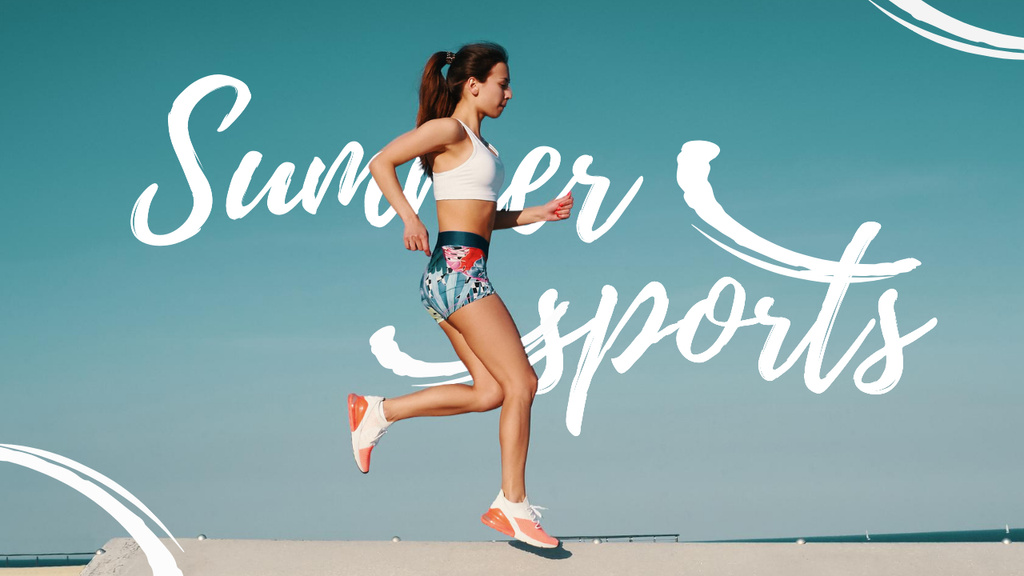 Summer Sports Inspiration with Running Woman Youtube Thumbnail Design Template