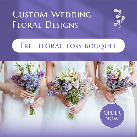 Modèle de visuel Service gratuit de bouquets et de décorations de mariage - Instagram AD