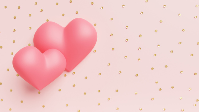 Designvorlage Two Cute Pink Hearts on Valentine's Day für Zoom Background