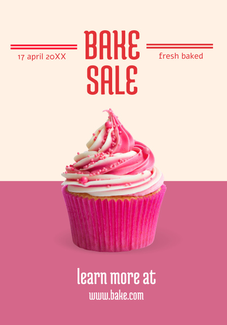 Modèle de visuel Bakery Ad with Pink Sweet Cake - Poster 28x40in
