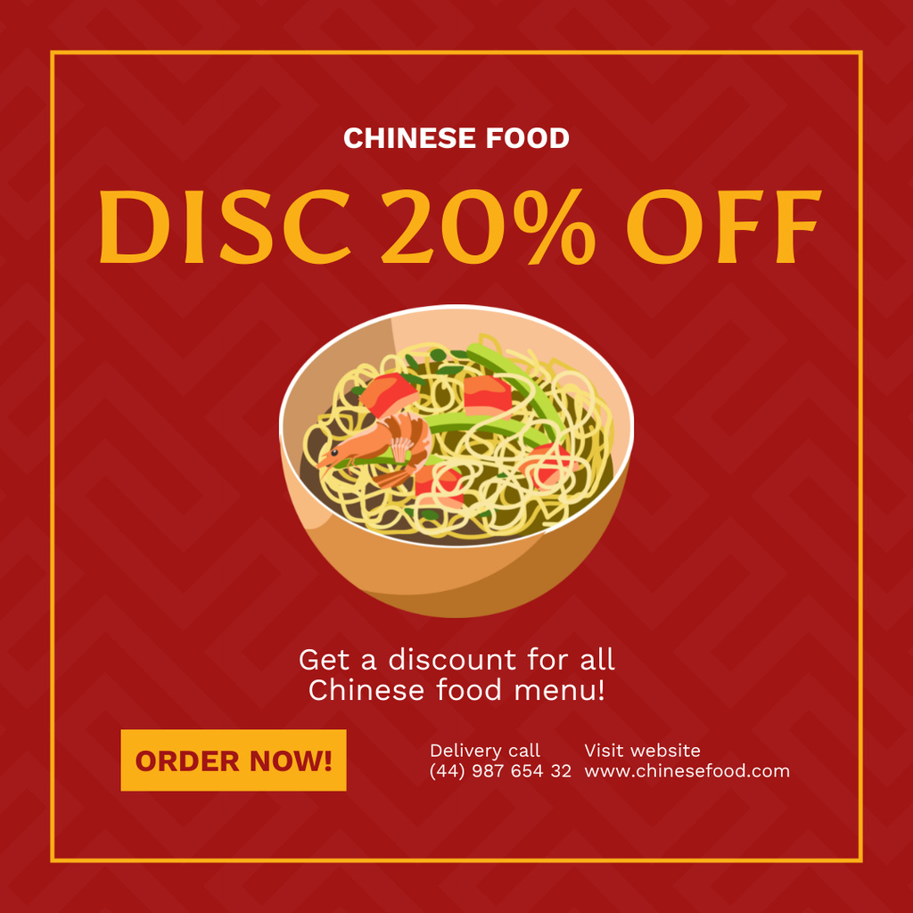 Offer Discount on All Chinese Menu Instagramデザインテンプレート