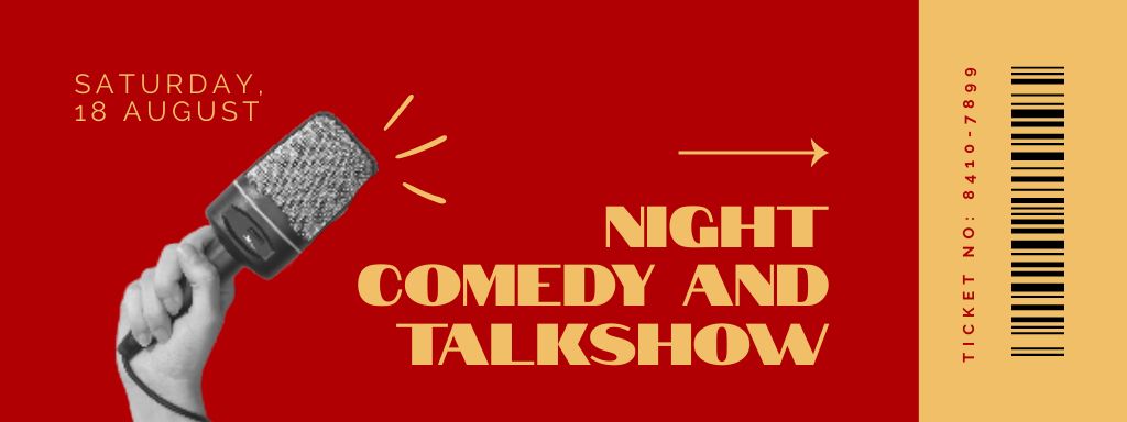Night Comedy and Talk Show Announcement Ticket Modelo de Design