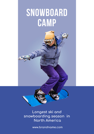 Snowboard Camp Invitation with Woman Poster 28x40in Design Template