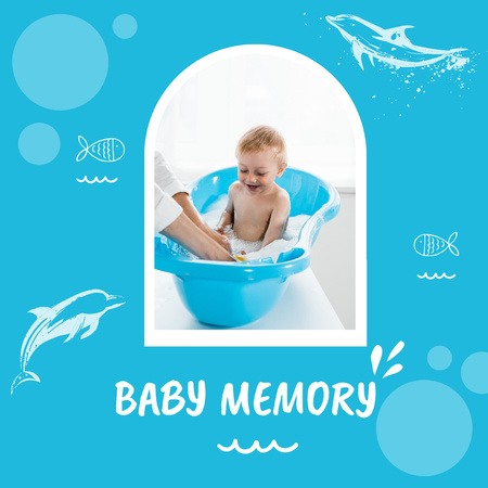 Designvorlage Niedliches kleines Baby, das die Badewanne genießt für Photo Book