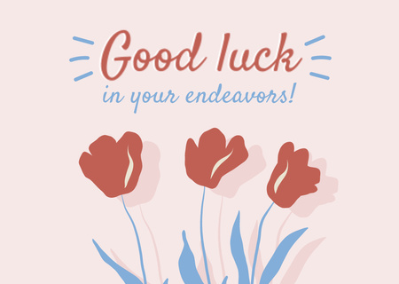 Good Luck with Flowers Card Design Template