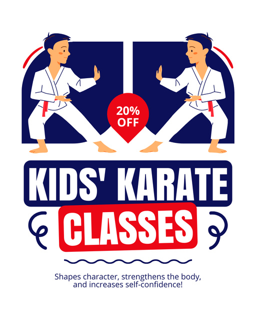 Ontwerpsjabloon van Instagram Post Vertical van Discount On Children's Martial Arts Classes