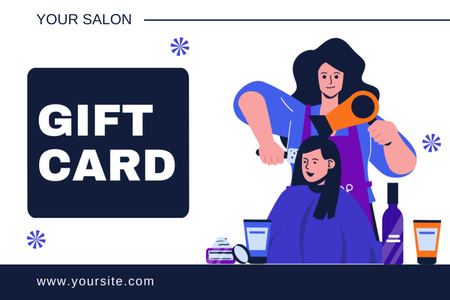 Woman doing Haircut in Beauty Salon Gift Certificate Design Template