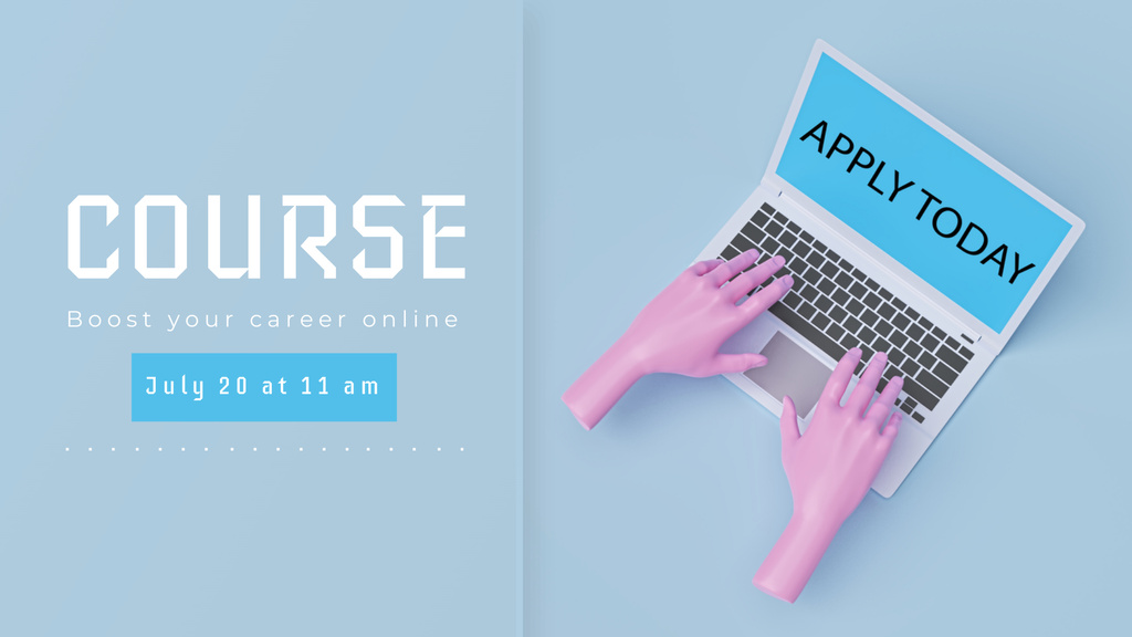 Job Training Announcement with Laptop FB event cover – шаблон для дизайну