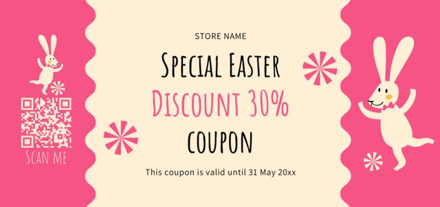 Funny Easter Rabbits for Easter Sale Coupon Din Large Design Template