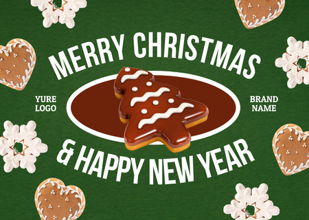Christmas Congrats with Festive Chocolate Cookies Postcard Design Template