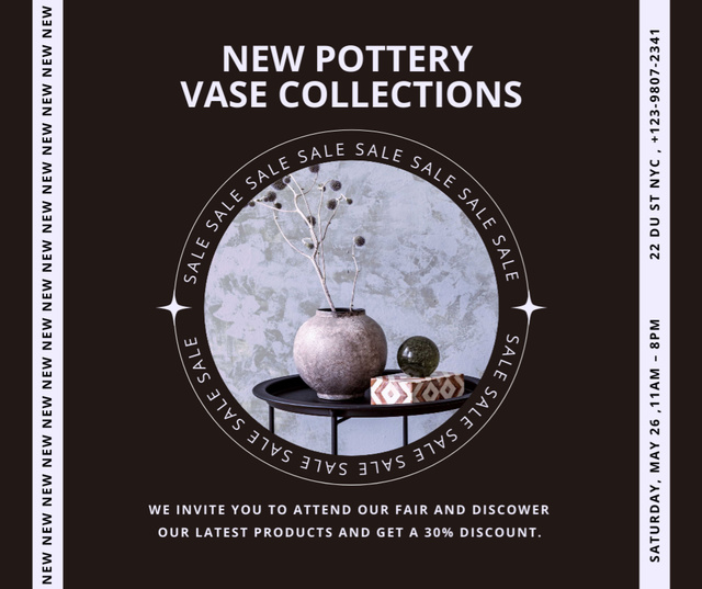 Designvorlage Proposal of New Collection of Pottery Vases für Facebook