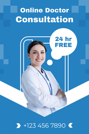 Offer of Online Healthcare Consultations Pinterest Tasarım Şablonu