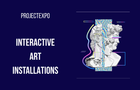 Interactive Art Installations with Glitch Statue Flyer 5.5x8.5in Horizontal Design Template