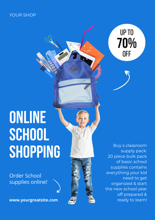 Designvorlage Online School Shopping Announcement für Poster