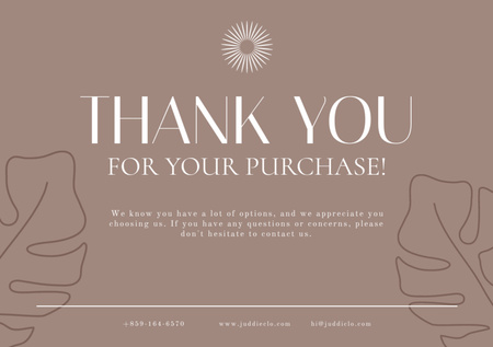 Thank You for Purchase Brown Postcard A5 Design Template