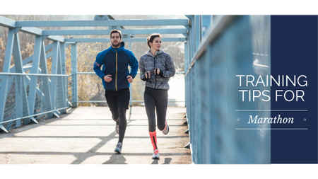 Training tips for marathon with Couple running in city Presentation Wide Design Template