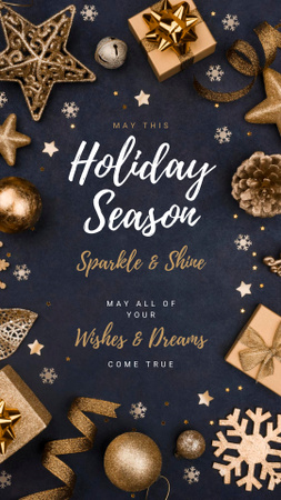 Greeting with Shiny Christmas decorations Instagram Story Design Template