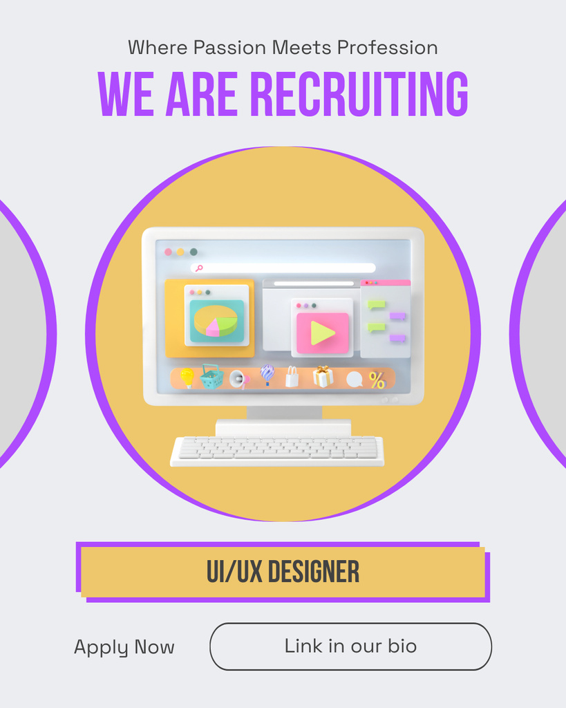 Template di design Recruitment of Creative UI/UX Designers Instagram Post Vertical