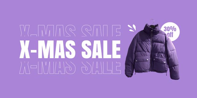 Winter Clothes Christmas Sale Purple Twitter – шаблон для дизайна