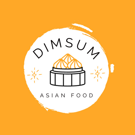 Asian Restaurant Promotion With Dumplings Served In Yellow Logo Design Template