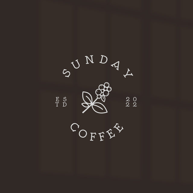 Image of Coffee Shop Emblem in Brown Logo Design Template