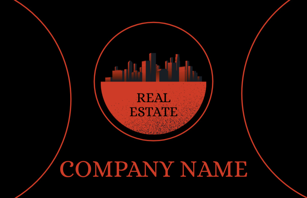 Szablon projektu Real Estate Agency Red and Black Business Card 85x55mm