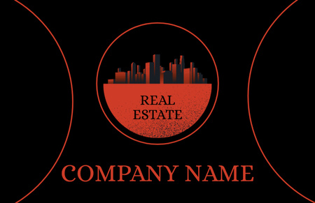 Real Estate Agency Red and Black Business Card 85x55mm Šablona návrhu