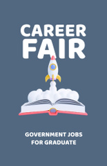 Career Fair Announcement with Rocket and Book