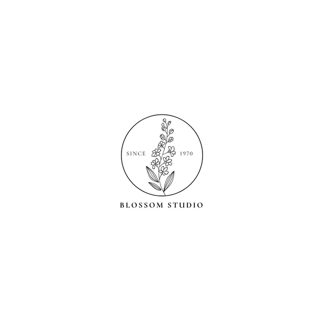 Minimalistic Emblem of Flower Studio Logo Design Template