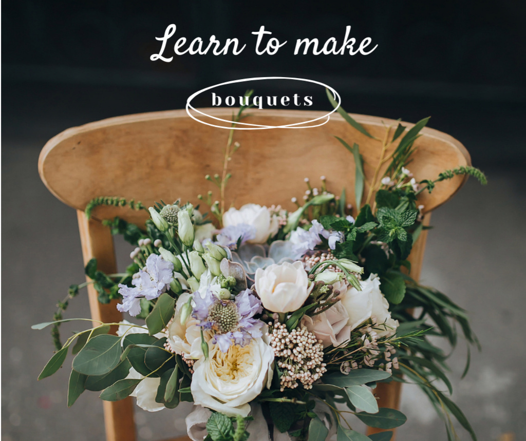 Bouquets Making Offer with Tender Flowers Facebook Πρότυπο σχεδίασης