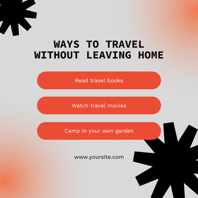 Modèle de visuel Ways to Travel Without Leaving Home on Gradient - Instagram