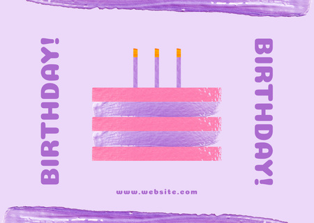 Designvorlage Festlicher lila Geburtstagskuchen für Card