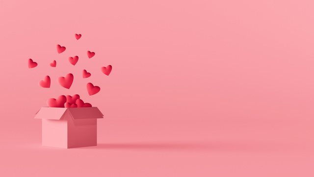 Valentine's Day with Cute Little Hearts in Box Zoom Background – шаблон для дизайна