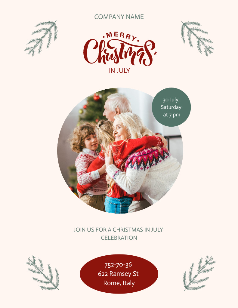 Christmas Eve with Hugging Family Flyer 8.5x11inデザインテンプレート