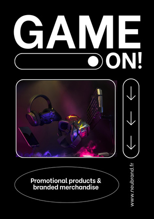 Gaming Gear Ad with Headphones Poster Design Template