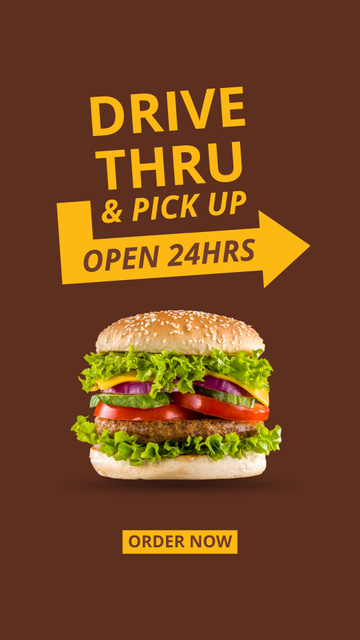 Street Food Ad with Fresh Tasty Burger Instagram Storyデザインテンプレート