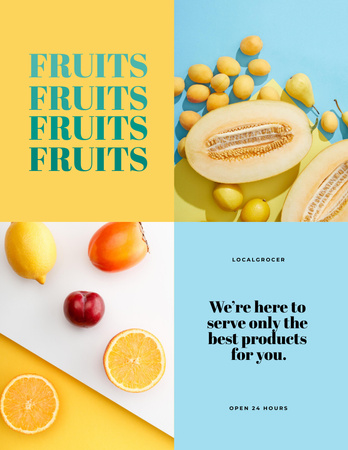 Plantilla de diseño de Local Grocery Shop Ad with Fruits Poster 8.5x11in 