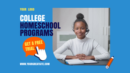 Home School Ad with African American Girl Full HD video Design Template