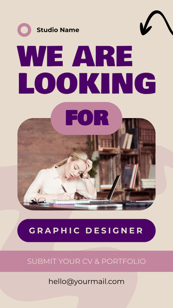 Ad of Graphic Designer Vacancy with Working Woman