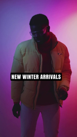 Designvorlage Man in Stylish Winter Down Jacket für TikTok Video