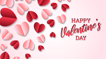 Saudação do Dia dos Namorados com corações vermelhos e rosa Zoom Background Modelo de Design