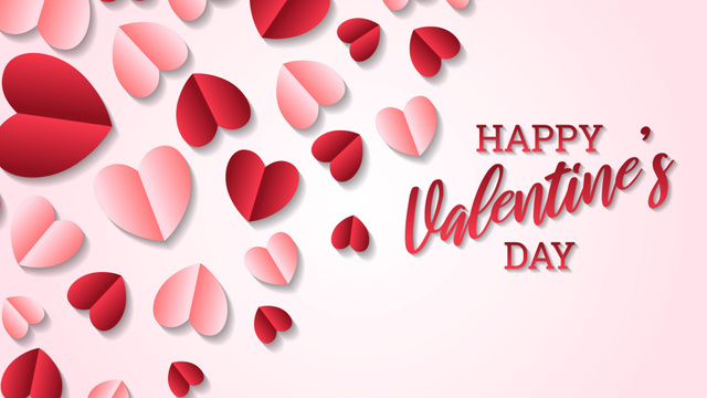 Designvorlage Valentine's Day Greeting with Red and Pink Hearts für Zoom Background