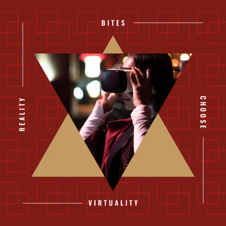 Szablon projektu Cytat wirtualności Kobieta za pomocą okularów VR Instagram AD